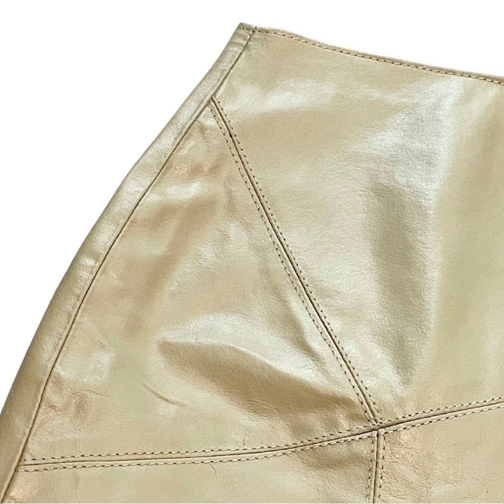 SOLD Vintage Vera Pelle Cuoieria Italian Butter Yellow 100% Leather Mini Skirt - Picture 4 of 12